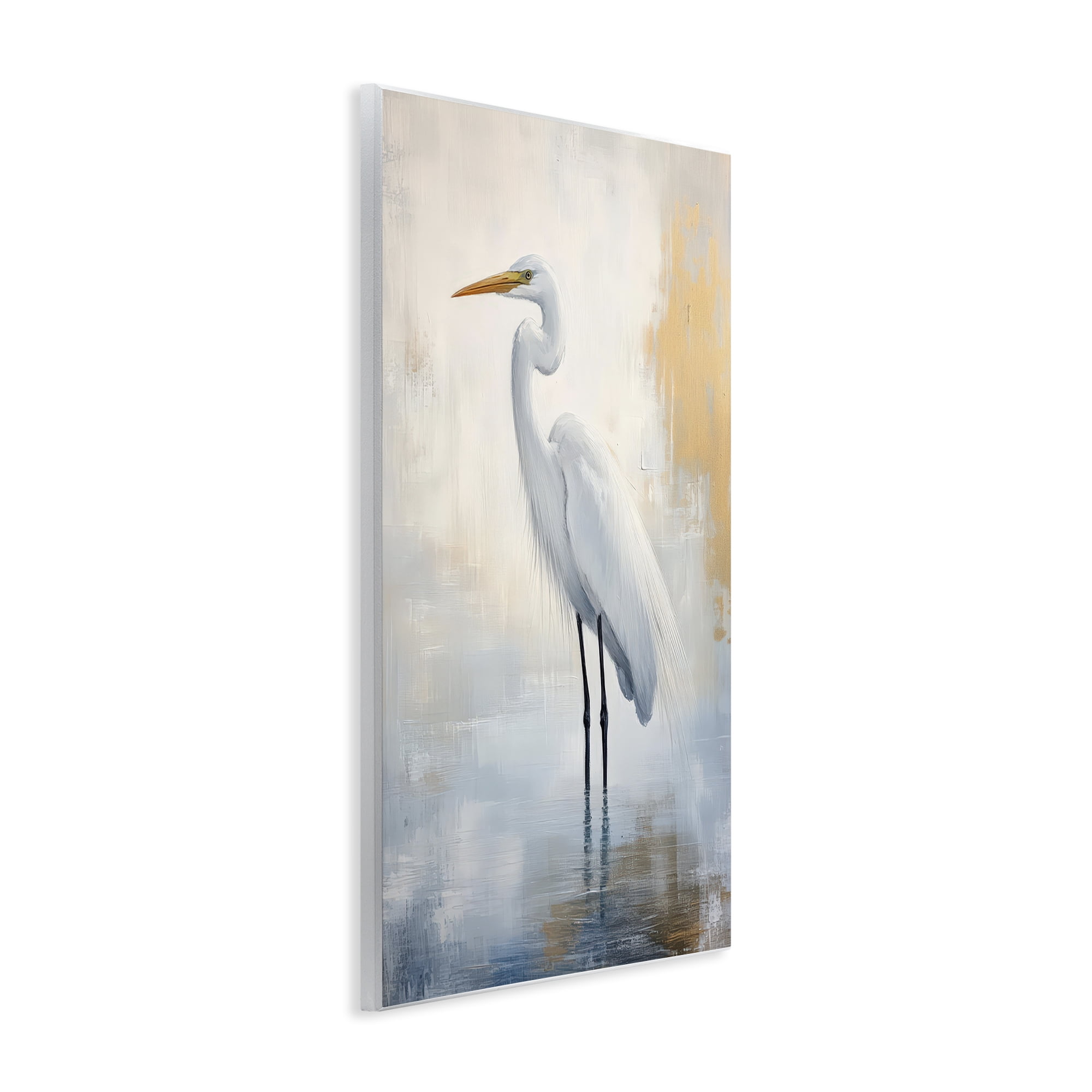Stupell Industries Distressed Egret with Misty Reflection Wall Plaque Art, design by Petal Prints Design