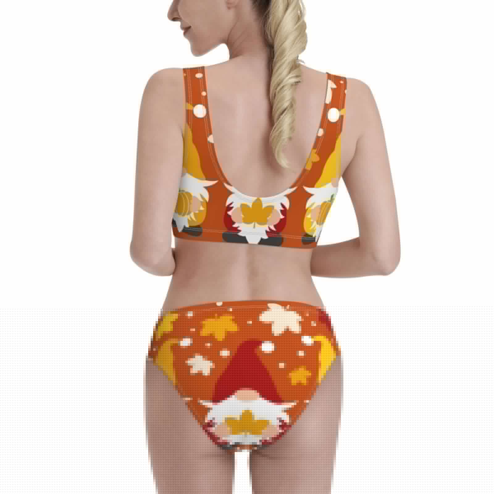 thumbnail image 3 of Picia Happy Thanksgiving Three Gnomes Women's High Waisted Bikini Scoop Neck Swimsuit Two Pieces Bathing Suit-XX-Large, 3 of 8