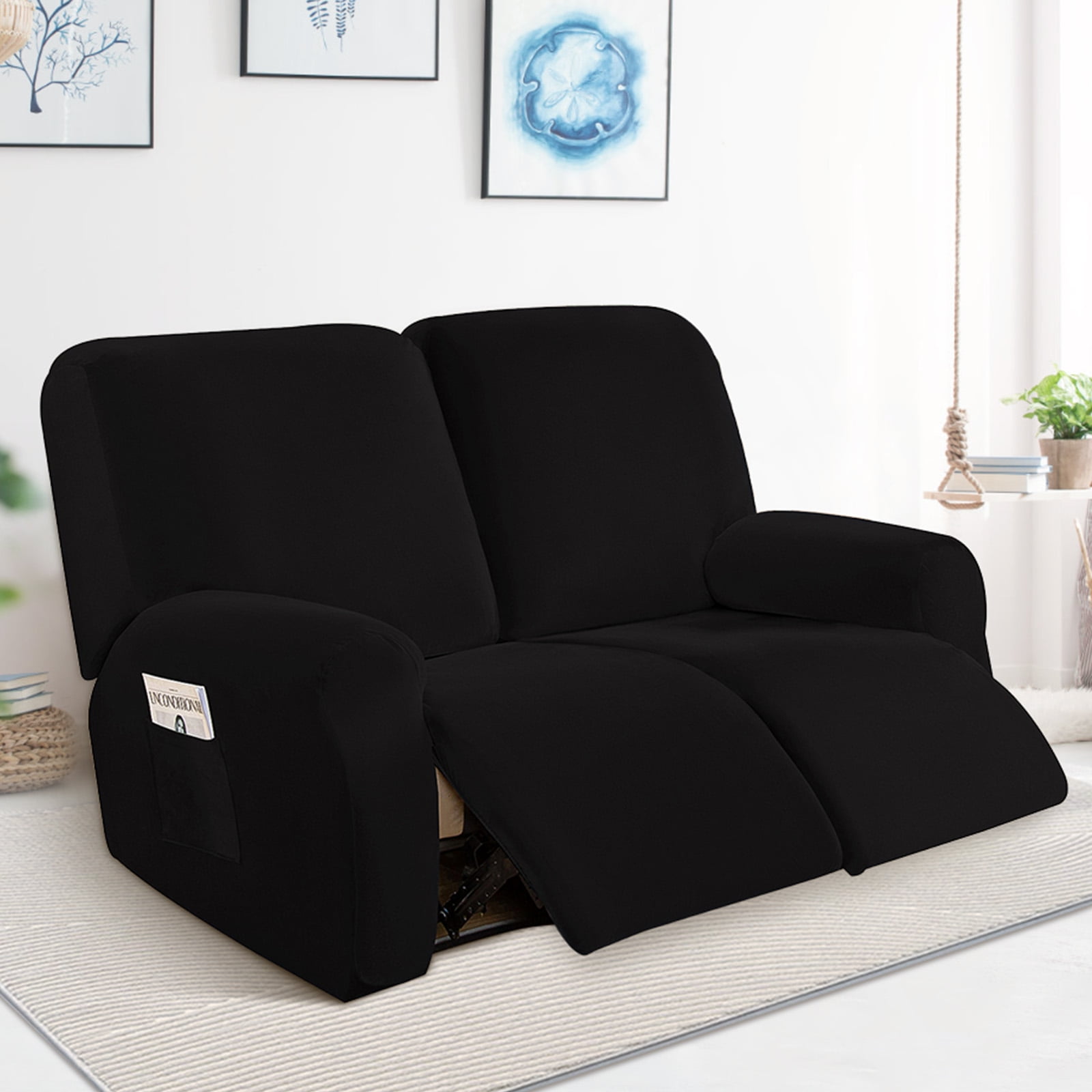 Lapalife 6 Pieces Recliner Sofa Covers Velvet Stretch Reclining Couch Covers for 3 Cushion Recliner Sofa Slipcovers Black Walmart