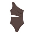 thumbnail image 6 of TGPMGRZ Maternity Bathing Suit One Piece Cutout One Shoulder Swimsuit for Pregnancy Women Stretchy Comfortable Swimwear Brown, Size L, 6 of 6