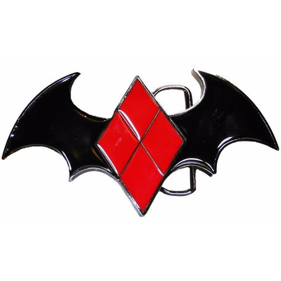 DC Comics Die Cut Harley Quinn Batwing Logo Metal/Enamel Belt Buckle