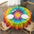 thumbnail image 3 of Colorful Rainbow Tie Dye Spiral Pattern Round Tablecloth 60"x60",Wrinkle Wipeable Table Cloth for Kitchen Dining Room Picnic Patio Party, 3 of 6