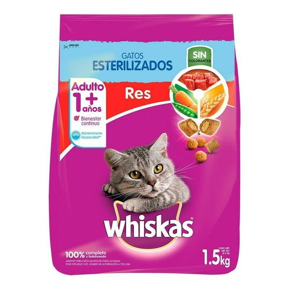 Alimento para Gato Whiskas Adulto Esterilizados Sabor Res 1.5 kg