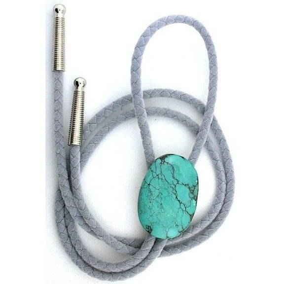55 CARAT SPIDERWEB TURQUOISE FREEFORM OVAL CABOCHON BOLO TIE EBS6054/52423