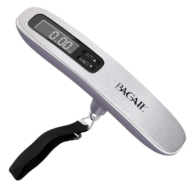 Digital Luggage Scale, Hanging Baggage Scale with Backlit LCD Display,  Travel Weight Scale , Portable Suitcase Weighing Scale with Hook, Strong  Straps, 110 Lb Capacity, Battery Included (Grey) 