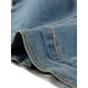 thumbnail image 5 of Chaquetas de mezclilla lavada para mujer Chaqueta vaquera recortada de manga corta abullonada Azul L, 5 of 5