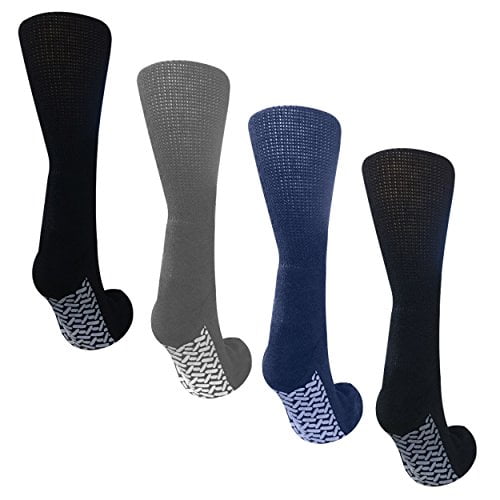 Personal Touch Comfortable Diabetic Slipper Socks Crew Style 1 Dozen Pairs (Size 10-13, 3 Black 3 Gray 3 Navy 3 Royal)