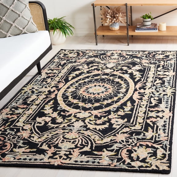 Safavieh Aubusson Normand Oriental Area Rug, Black/Ivory, 5' x 8'