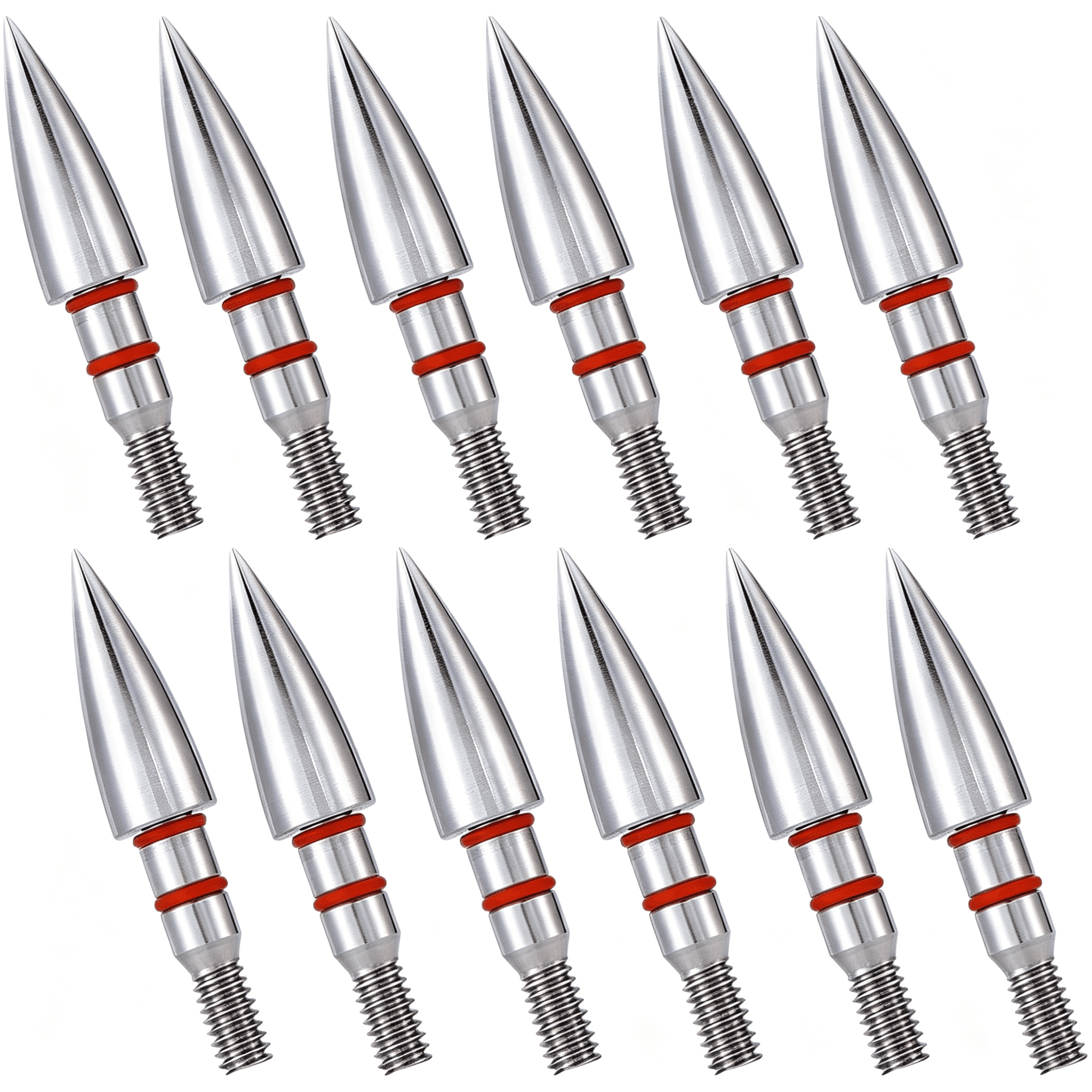 BESTSKY 12Pcs Archery Field Points 100/125/150/300 Grain Field Points Screw-In Archery Field Broadheads for Recurve Compound Bow Crossbow Archery Target Crossbow Practice Tip