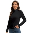 thumbnail image 5 of Women's Long Sleeve Mock Turtleneck Tops Casual Slim Fitted Lightweight Under Layer Pullover Shirts, 5 of 6