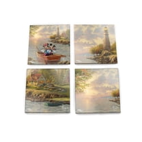 Disney (Mickey and Minnie Mouse Lighthouse Cove) StarFire Prints™ Glass Coaster Set of Four
