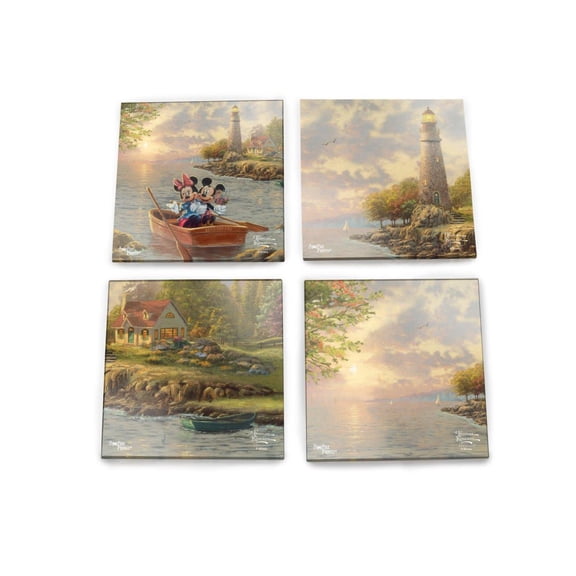 Disney (Mickey and Minnie Mouse Lighthouse Cove) StarFire Prints™ Glass Coaster Set of Four