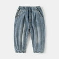 thumbnail image 2 of KAUOD Boys Baggy Stretchy Jeans Ankle Cuffs Wide Leg Tapered Denim Pants Elastic Waist Loose Trousers Straight Streetwear, 2 of 8
