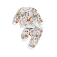 thumbnail image 2 of Autumn Toddler Baby Girl Fall Clothes Set 6M 12M 18M 24M 3Y Flower Print Long Sleeve Tops Elastic Waist Pants Outfit Clothes, 2 of 10