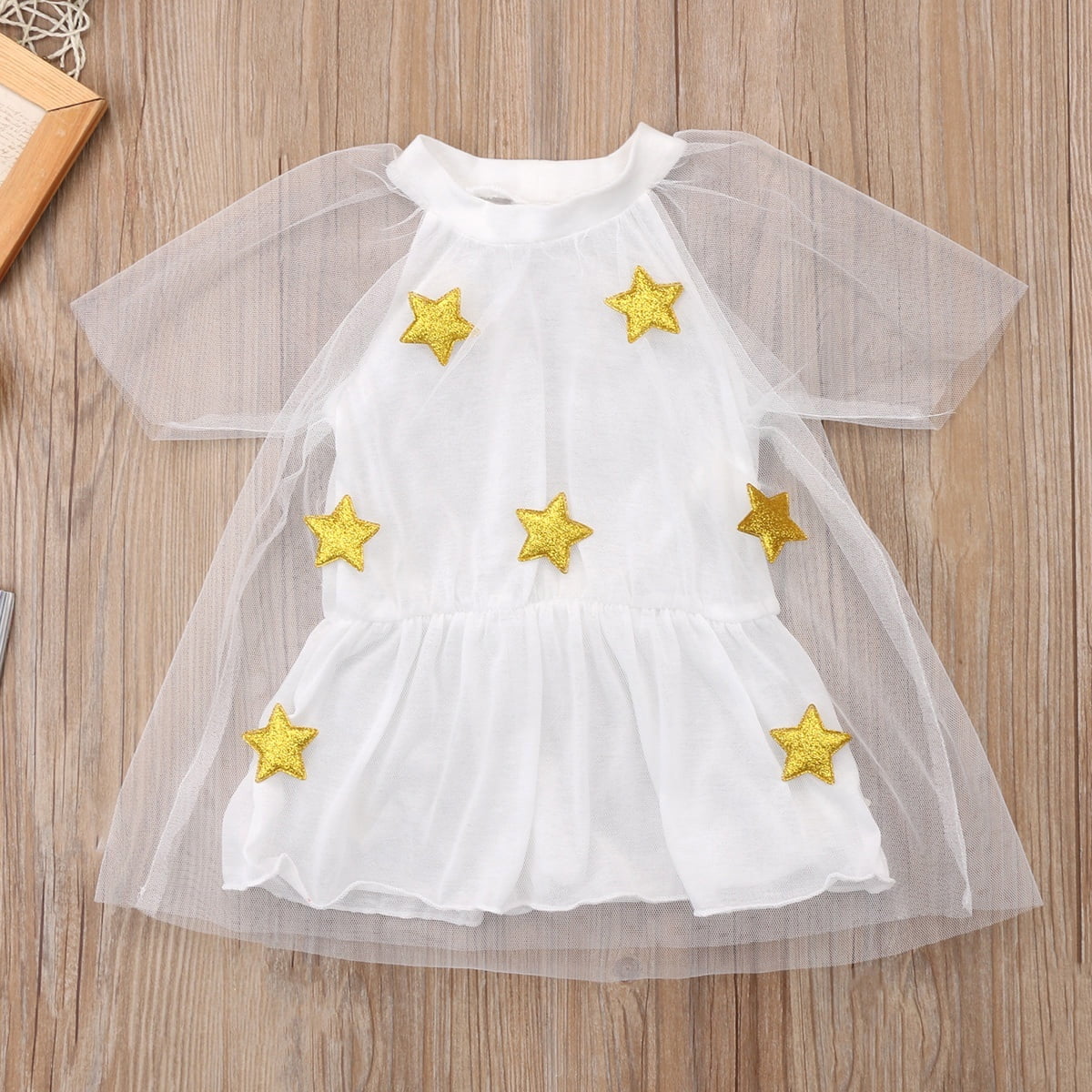 Summer Kids Baby Girl Clothing Bling Star Tulle Dress Short Sleeve Baby Girl Beach Sundress 2 5Y Walmart
