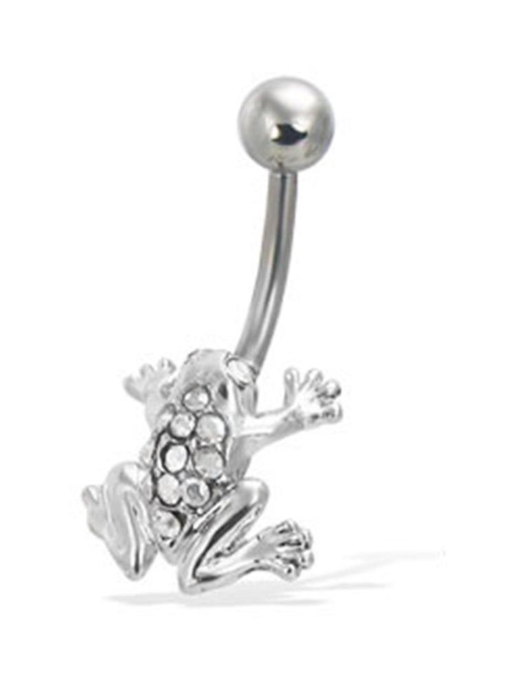 Jeweled Frog Belly Button Ring,Clear A