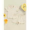 thumbnail image 4 of AceBaby Toddler Baby Girl Summer Outfit Daisy Print T-Shirt and Short 2Pcs Clothes Set for Kids at 0-5Y, 4 of 9