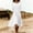 A_ White, variant on PRINxy Women's Round Neck 3/4 Sleeve Midi Dress Cinched Waist Flowy Hem Cotton Linen Casual Summer Dress for Daily Wear Beach Vacation Gray XL