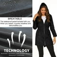 thumbnail image 5 of Womens Waterproof Lightweight Rain Jacket Long Raincoat with Hood Outdoor Long Sleeve Zipper Windbreaker Rain Coat, 5 of 7