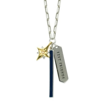 Sterling Silver Yellow and Rhodium Plated Best Friends Black Enamel Star Necklace - 20 (Best Silver Inc Reviews)