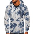 thumbnail image 1 of Men's Color Block Zip Up Hoodie Sweatshirt Long Sleeve Causal Drawstring Oversized Tie-Dye Print Jacket with Pockets, 1 of 4