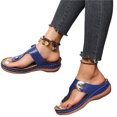 thumbnail image 1 of Femmes PU Cuir Coins Sandales Strass Tongs Anti-Dérapant Confortable Été Plage Marche, 1 of 6