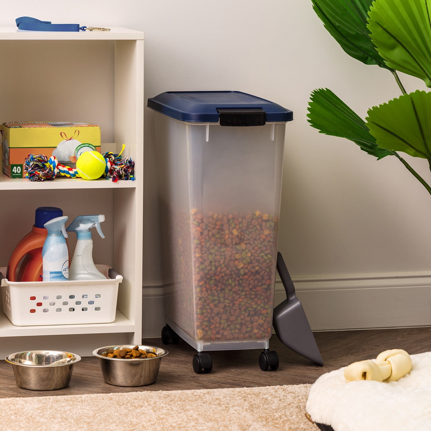 IRIS 37.5 Lbs. Airtight Pet Food Container | Dog & Cat Food Storage Bin with Scoop