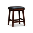 thumbnail image 2 of Bar Stool, 24" Counter Height Bar Stool with Upholstered Leather Seat and Metal Footrest, Backless Saddle Stool Farmhouse Chair for Bar Kitchen Island, Support 250 LBS, Espresso+Black, 2 of 4