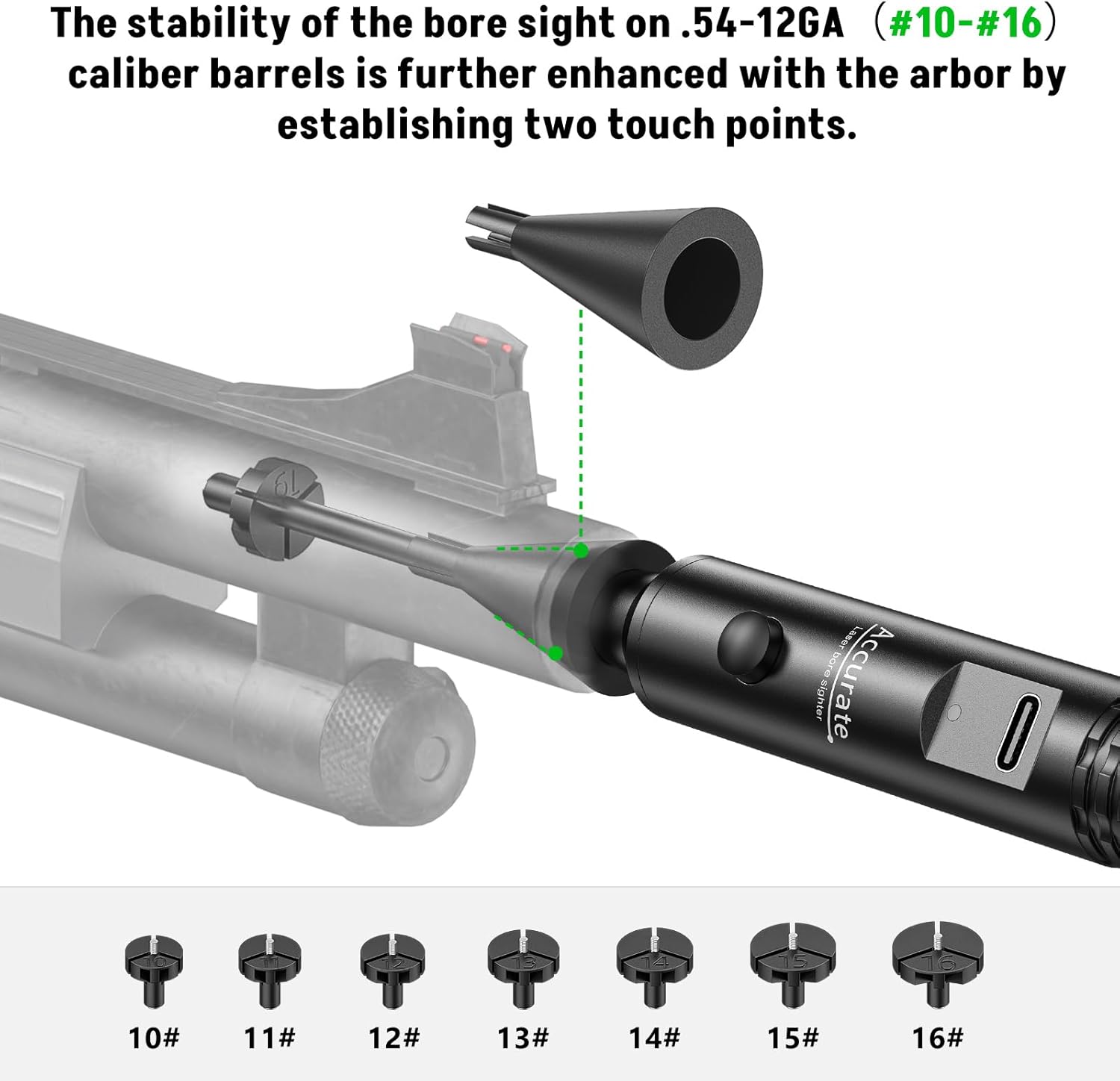 Rechargeable Red Bore Sighting Kit for 0.17 to 12GA Cal, Multiple Caliber 16 Adapters