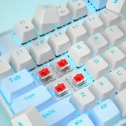 MageGee 75% Mechanical Gaming Keyboard with Red Switch, LED Blue Backlit Keyboard, 87 Keys Compact TKL Wired Computer Keyboard for Windows Laptop PC Gamer - White/Blue