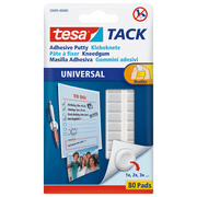 tesa Adhesive Putty, Sticky Quick, Easy & Removable White Tack for Posters, Drawings, Signs - 80 Pack