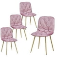 thumbnail image 1 of Dining Chairs Set of 4 Modern Dining Accent Side Chairs Ubran Style Mid Century with Metal Legs Home Room/Kitchen/Restaurant/Office, Pink, 1 of 9