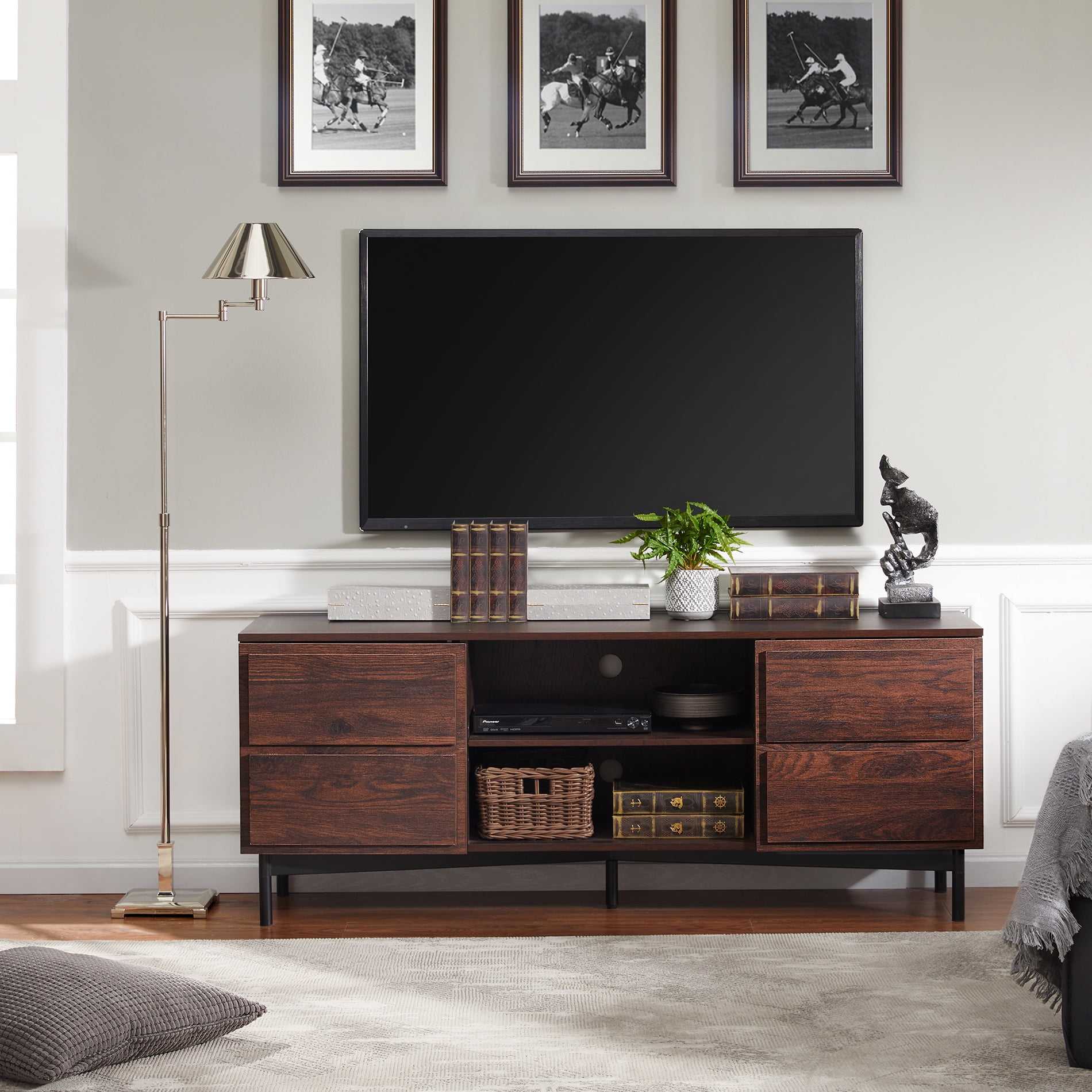 Dark wood media sale console