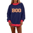 thumbnail image 3 of Trgacdwlo Womens Halloween Sweatshirt Boo Polka Dot Patchwork Crew Neck Sweatshirts Women Color Block Fall Winter Pullover Women, 3 of 5