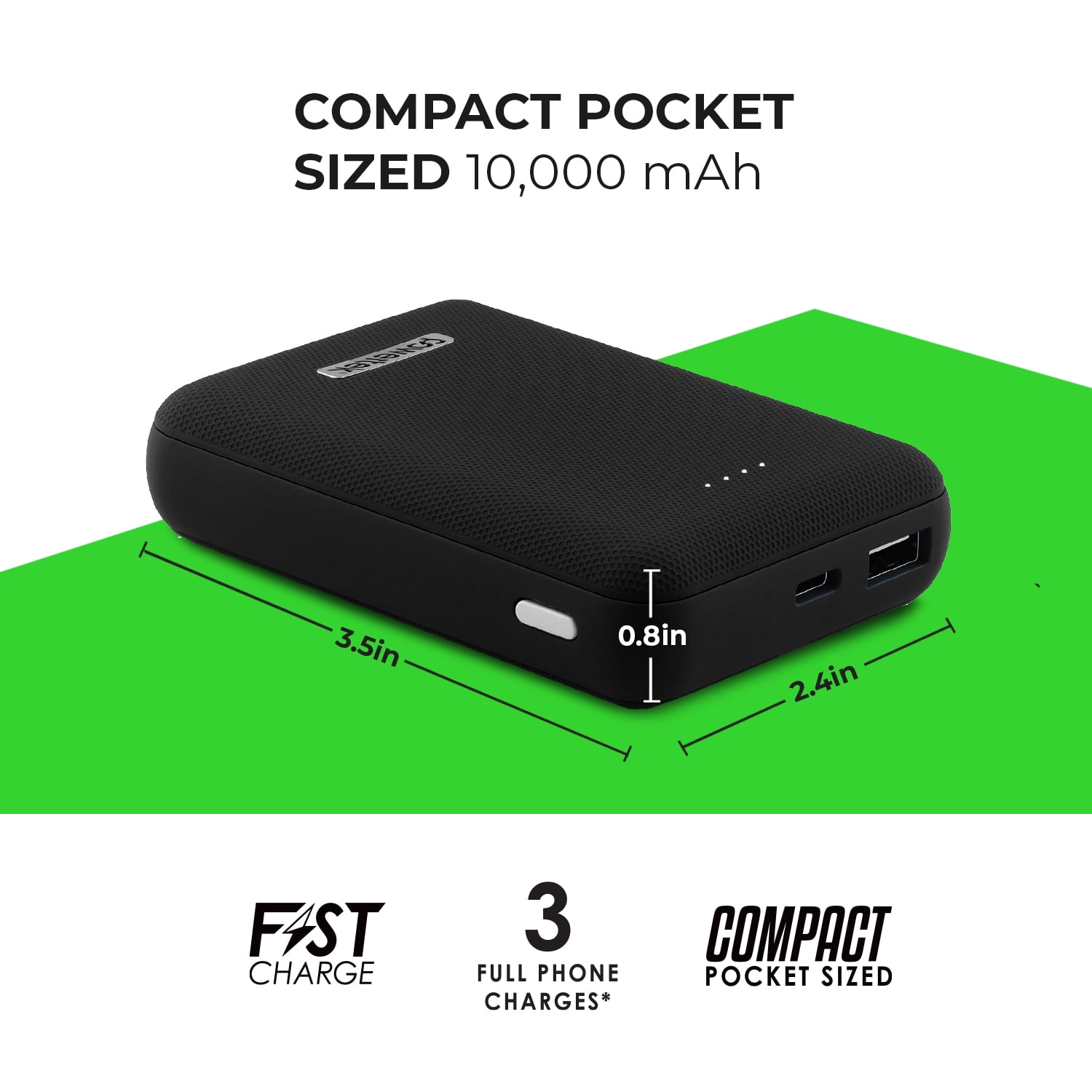 Liquipel Powertek 10,000mAh Compact Power Bank 20W PD Fast Charge USB-C and USB-A