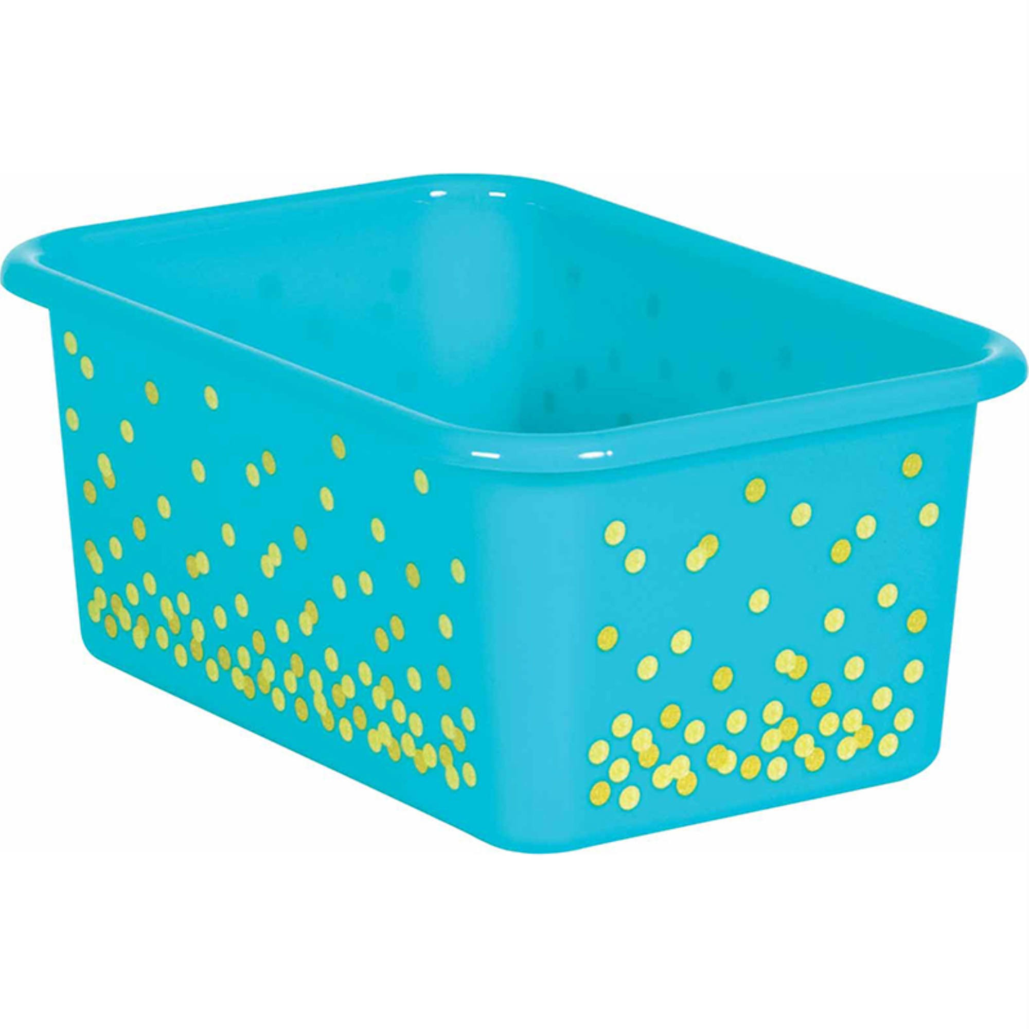 Teal Confetti Small Plastic Storage Bin Bundle of 5