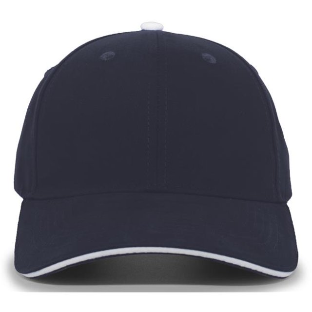Brushed Twill Cap with Sandwich Bill, Navy & White - One Size