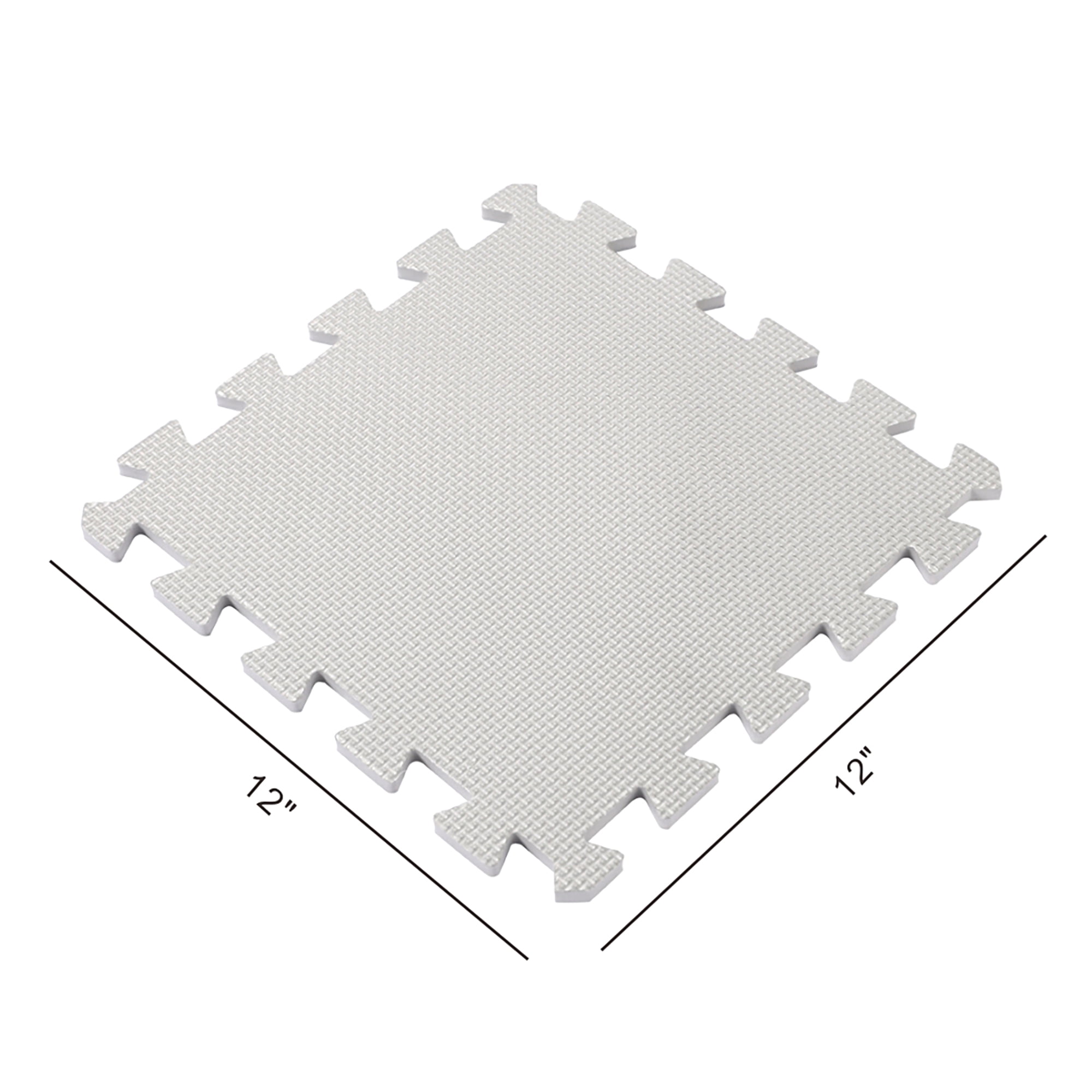 Easy Playhouse: 12 Soft Foam Floor Puzzle Tiles - Blue-Grey-White - 12" Interlocking Mat Pieces (4'x3'), Nursery, Playroom, Gym, Children & Adults