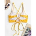 thumbnail image 3 of ZAFUL for Women's Swimwear Top Criss Cross Padded U Neck Bikini Top Yellow S, 3 of 6