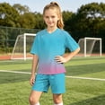 thumbnail image 6 of Atogsazn Kids Boys Football Training Set Childrens Athletic Jogger Outfit Short Sleeve Tee & Shorts Running Suit Summer Green 13-14 Years Fashion, 6 of 9