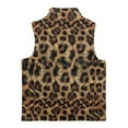 thumbnail image 5 of Pzuqiu Leopard Print Girls Sleeveless Vests Size 9-10 Versatile Warm Winter Lightweight Sleeveless Fleece Jacket with Pocket Full Zip Fall Outfits Fashion Clothing for Daily Life, 5 of 7