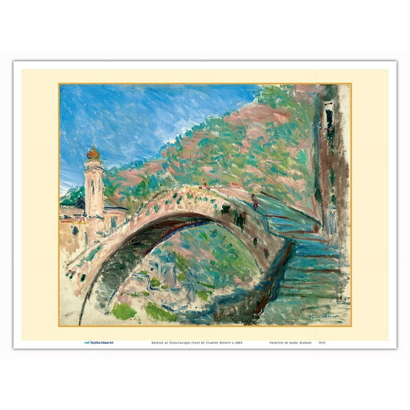 Bridge at Dolceacqua Italy - From an Original Color Painting by Claude Monet c.1884 - Master Art Print (Unframed) 9in x 12in