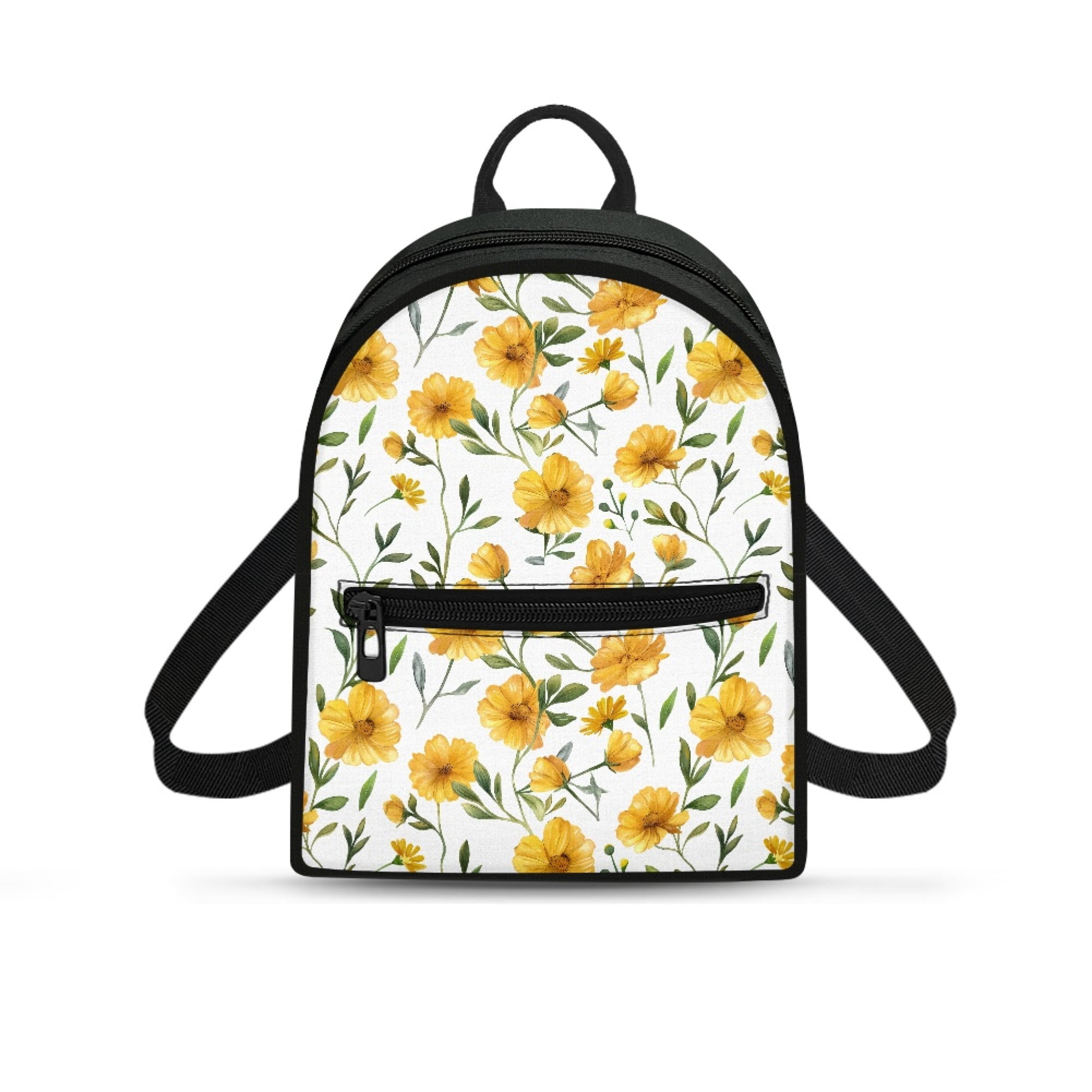 Eheartsgir Flowers Pattern Small Shoulder Bag for Work Travel Adjustable Strap Ladies Backpack Purse Polyester Zipper Closure Daypack