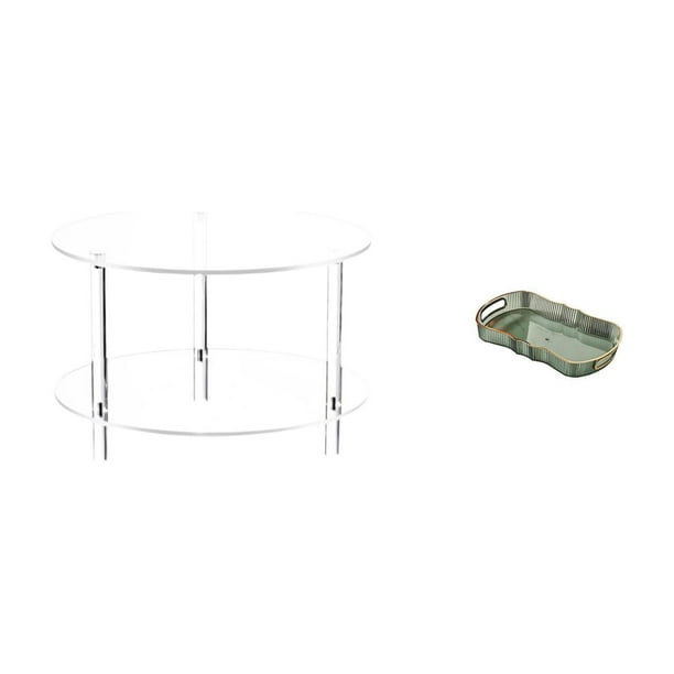 Mesa auxiliar redonda de acrílico,Mesa auxiliar redonda de acrílico,mesita de noche.,Mesa auxiliar redonda pequeña de acrílico transparente para bebidas,Bandeja de almacenamiento,Bandeja