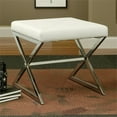 thumbnail image 2 of Coaster Contemporary Faux Leather X-cross Square Ottoman in White, 2 of 2