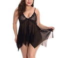 thumbnail image 2 of Ropa de dormir sexy para mujer T-thongs Malla Vestido de encaje floral Ropa de dormir, Negro, 4XL sidaley XX000049-22, 2 of 7