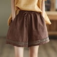 thumbnail image 6 of Linen Shorts For Women，Running Shorts Elastic Waist Shorts Women High Waisted Linen Shorts Women's Board Shorts Gym Shorts Vacation Shorts Comfy Shorts, 6 of 9