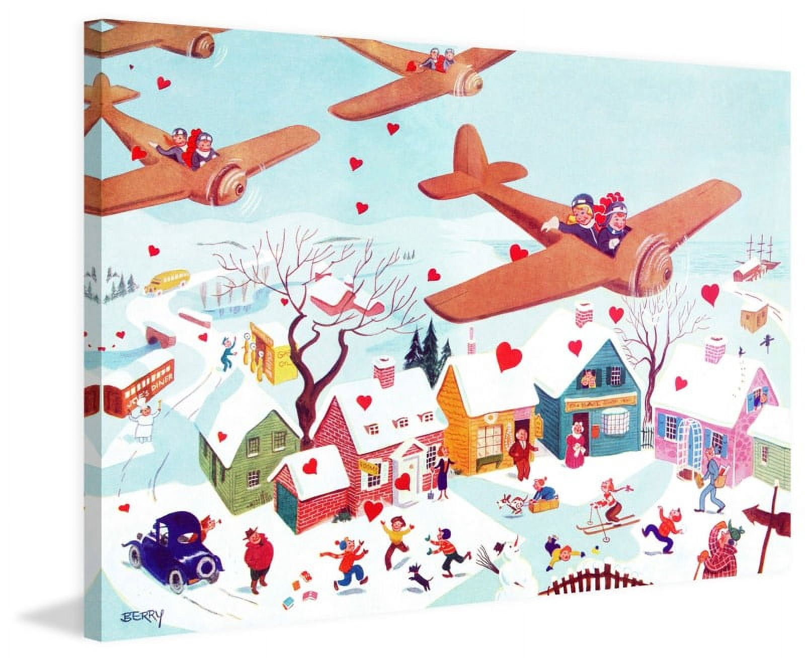 Marmont Hill "Planes and Hearts" by Curtis Painting Print on Canvas