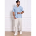 thumbnail image 2 of DARING DIVA Men's Camp Collar Button Down Short Sleeve Distressed Ripped Shirts L Blue, 2 of 7