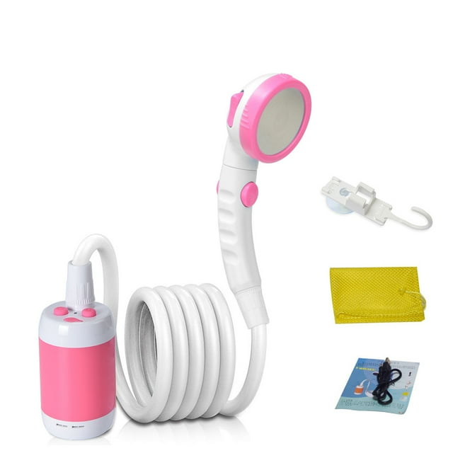 Douche de Camping Extérieure Pompe de Douche Électrique Portable IPX7 Étanche & Batterie Rechargeable 5000mAh pour Camping Randonnée Voyage Plage Arrosage des Animaux